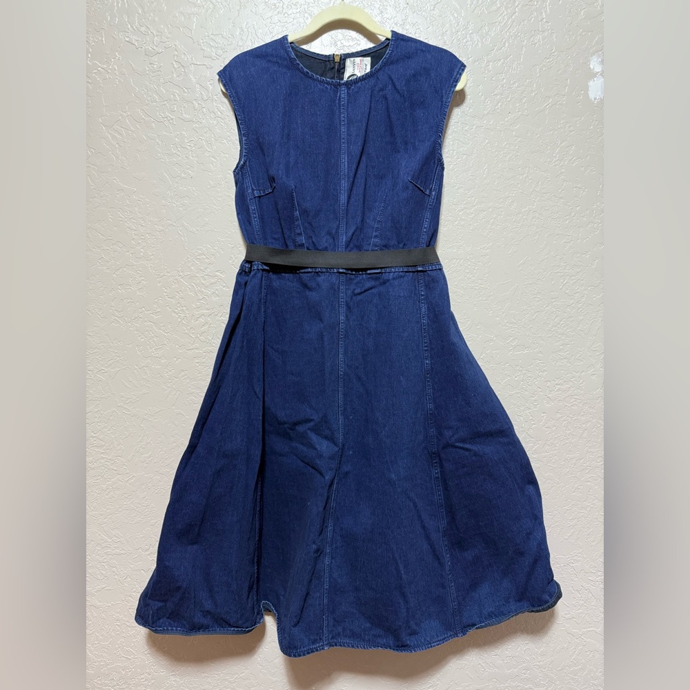 Lanvin Navy Kids Denim Dress with Black Belt